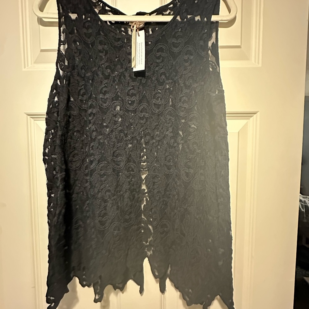 Black Lace Sleeveless Top NWT
